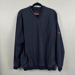 Izod Golf XFG Navy Blue Mens Large Golf Mesh Pullover Jacket V-Neck Sweatshirt